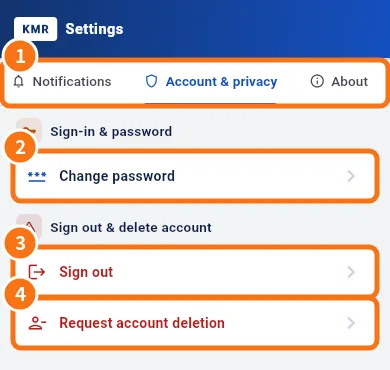 Settings, Account & privacy tab