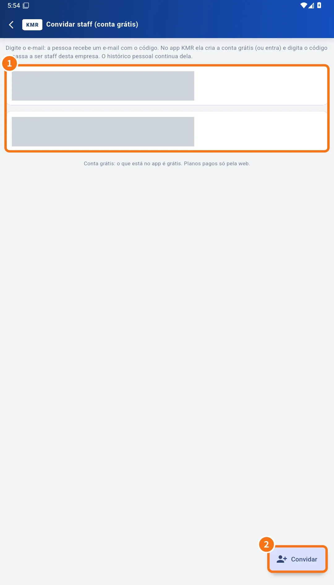 Screen ng imbitasyon (nasa Portuges)